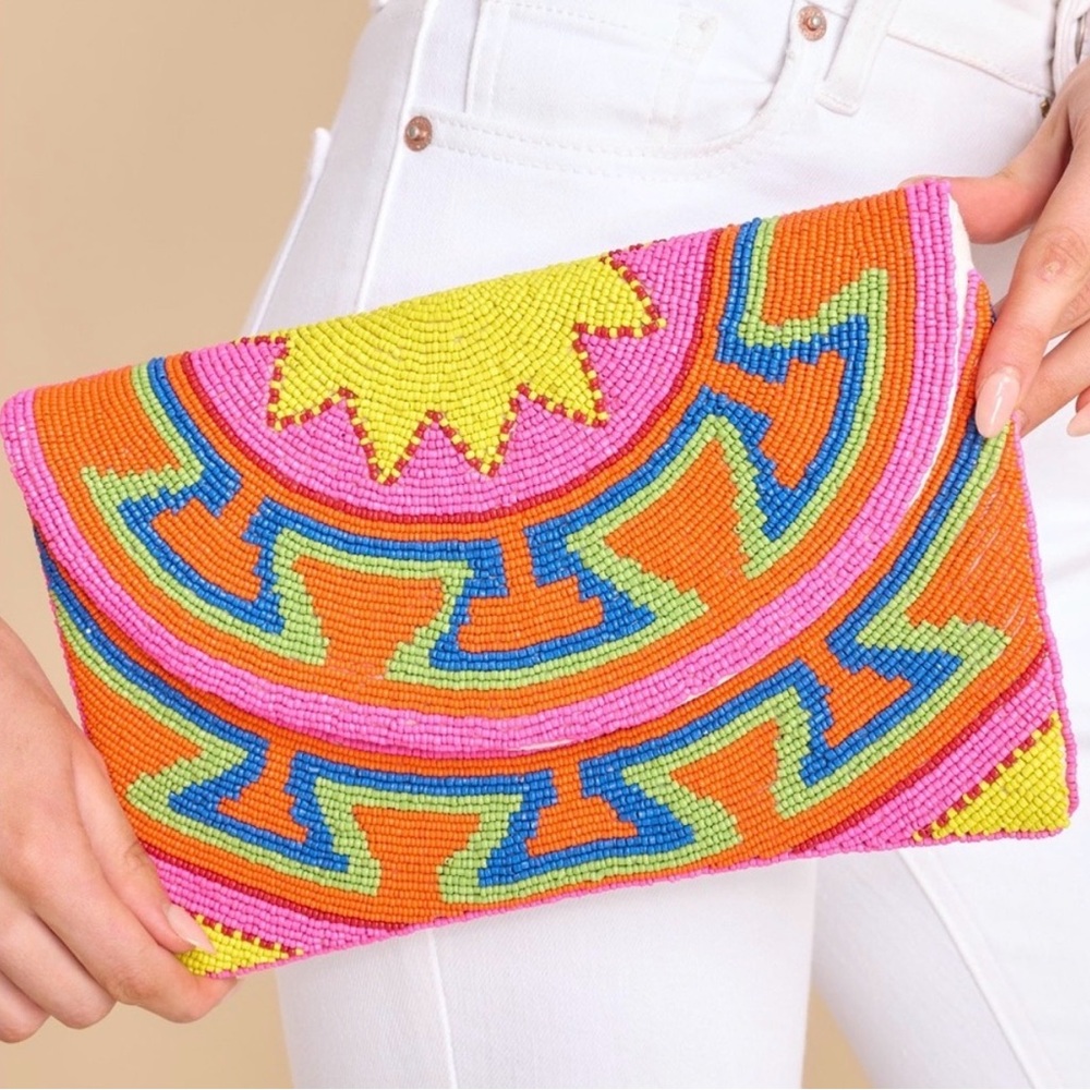 Women’s Boho Aztec Beaded Clutch/Crossbody